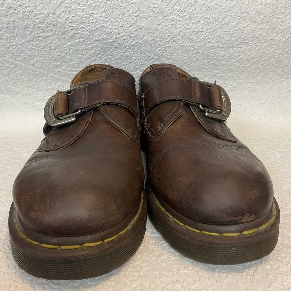 Vintage Dr Martens 8314 Brown Leather Monk Strap Chunky Shoes UK 10/ US Men's 11